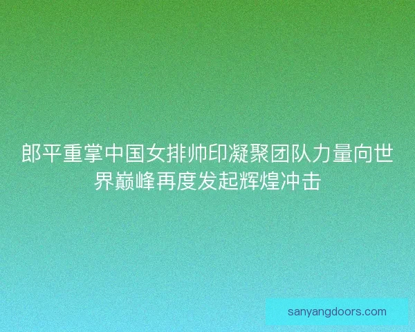 郎平重掌中国女排帅印凝聚团队力量向世界巅峰再度发起辉煌冲击