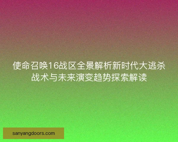 使命召唤16战区全景解析新时代大逃杀战术与未来演变趋势探索解读