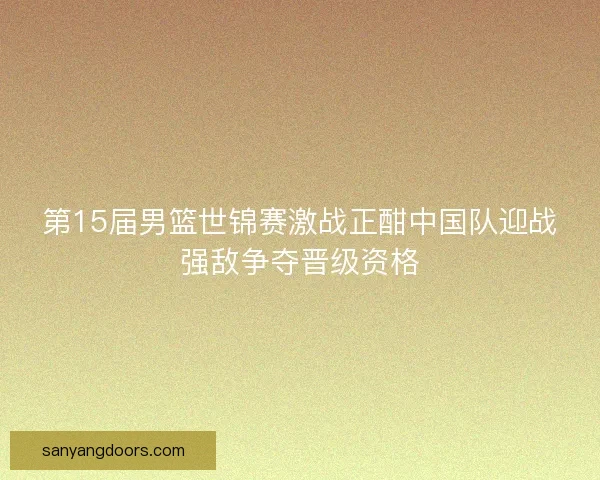 第15届男篮世锦赛激战正酣中国队迎战强敌争夺晋级资格